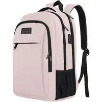 TRVLMORE Sac à dos - 36L - 17.3 Inch - Sac à dos pour ordinateur portable avec USB - Cartable - Homme et Femme - Sac -Vieille - Rose