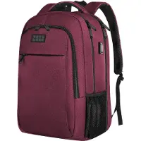 TRVLMORE Sac à dos à vie - Sac à dos avec compartiment pour ordinateur portable de 15,6 pouces - Cartable - Résistant aux éclaboussures - Hommes et femmes - Garçons et filles - 28L - Bourgogne