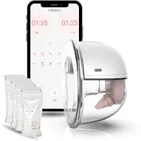 Youha Tire-Lait Sans Fil Avec App - Gen 2 - Taille 22mm & 24mm - Tire-Lait Portable - Tire-Lait Sans Fil - Sans Bpa - Contrôlable Avec App - Expression Mains Libres - Design Moderne