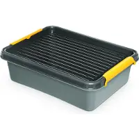 Orplast Boîte de rangement , robuste - Solidstore - Gris - Empilable | Adaptée au rangement de documents | Avec couvercle | Très résistante
