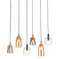 Searchlight Lampe suspendue 6 lumières Divine plusieurs couleurs de verre