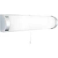 Searchlight Applique, chrome, verre, tube, dimmable, IP44, blanc