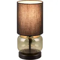 TRIO Lampe de table 28cm avec abat-jour en tissu et verre vert