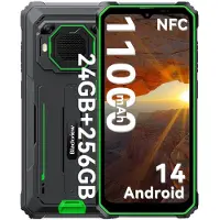 Blackview BV6200 Plus Téléphone portable Incassable 6.56" 24Go+256Go Smartphone Android 14 11000mAh(18W) NFC - Vert