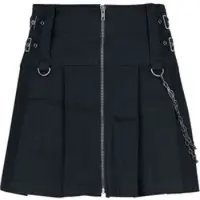 Gothicana by EMP Jupe courte Gothic de - Jupe Plissée avec Zip & Chaînes - S - XL - pour Femme - noir - Taille XL