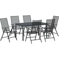 vidaXL Ensemble de jardin pour repas, 7 pièces, anthracite, acier avec revêtement en poudre