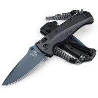 Benchmade Couteau pliant Adira Blue Titanium Cerakote, tempest gray grivory