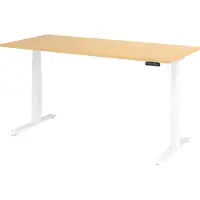 Hjh OFFICE PRO Bureau réglable en hauteur XDKB | 2 moteurs | 120 - 180 cm | électrique, Dimension plateau:180 x 80 cm, Couleur plateau:Erable, Couleur piétement:Blanc