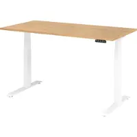Hjh OFFICE PRO Bureau réglable en hauteur XDKB | 2 moteurs | 120 - 180 cm | électrique, Dimension du plateau:160 x 80 cm, Couleur du plateau:Chêne, Couleur du piètement:Blanc