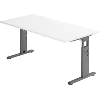 Hjh OFFICE PRO Bureau Pied C 160x80cm Blanc/Graphite