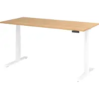 Hjh OFFICE PRO Bureau réglable en hauteur XDKB | 2 moteurs | 120 - 180 cm | électrique, Dimension du plateau:180 x 80 cm, Couleur du plateau:Chêne, Couleur du piètement:Blanc