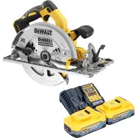 DeWalt DCS 572 H2 Scie circulaire portative sans fil 18 V 184 mm Brushless + 2x Powerstack batterie 5,0 Ah + chargeur