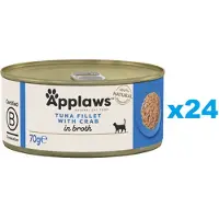 Applaws Cat Tin Adult - Filet de thon et crabe en bouillon - 24x70 g