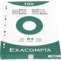 Exacompta Étui de 100 fiches - bristol ligné non perforé 210x297mm - Blanc (210 x 297 mm, 205 g/m²)