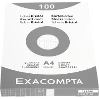 Exacompta Étui de 100 fiches - bristol quadrillé 5x5 non perforé 210x297mm - Blanc (210 x 297 mm, 205 g/m²)