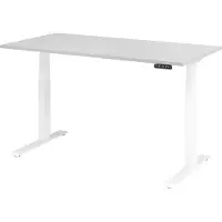 Hjh OFFICE PRO Bureau réglable en hauteur XDKB | 2 moteurs | 120 - 180 cm | électrique, Dimension plateau:160 x 80 cm, Couleur plateau:Gris, Couleur piétement:Blanc
