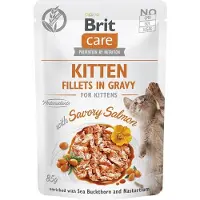 Brit CARE Fillets in Gravy Pouch Kitten Savory Salmon - saumon en sauce pour chatons - 24x85g