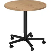 Hammerbacher Säulenhubtisch 80cm rund Asteiche/Schwarz