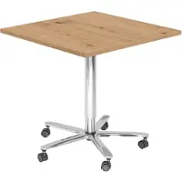 Hammerbacher Table élévatrice à colonne 80x80cm chêne cendré/chrome