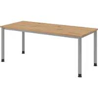 Hammerbacher Bureau 4 pieds rd.180x80cm chêne cendré/argenté
