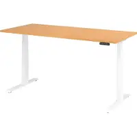 Hjh OFFICE PRO Bureau réglable en hauteur XDKB | 2-moteurs | 120 - 180 cm | électrique, Dimension plateau:180 x 80 cm, Couleur plateau:Hêtre, Couleur piétement:Blanc