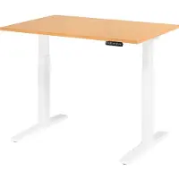 Hjh OFFICE PRO Bureau assis/debout el.120x80cm hêtre/blanc