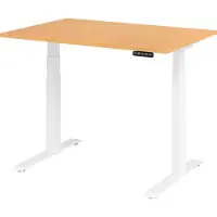 Hjh OFFICE PRO Bureau réglable en hauteur XDKB | 2-moteurs | 120 - 180 cm | électrique, Dimension plateau:120 x 80 cm, Couleur plateau:Hêtre, Couleur piétement:Blanc