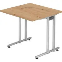 Hammerbacher Bureau C-Fuss 80x80cm chêne cendré/argenté (80 x 80 x 72 cm)