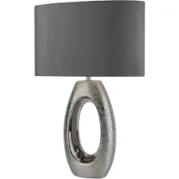Searchlight jolie lampe de table Artisan chrome abat-jour textile gris hauteur 61cm