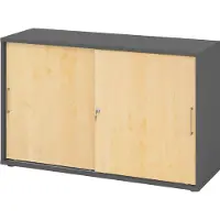 Hammerbacher Armoire à portes coulissantes 2 HC BS graphite/érable (120 x 40 x 74.80 cm)