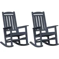 vidaXL Fauteuil à bascule, lot de 2, bleu marine, 92 x 70 x 108 cm, polyéthylène