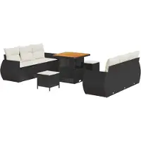 vidaXL Ensemble de canapés de jardin , 9 pièces, noir, en résine tressée