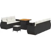 vidaXL Ensemble de canapé de jardin avec coussins 10 pcs noir poly rotin