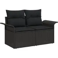 vidaXL Canapé de jardin avec coussins Noir 141 x 62 x 69cm Poly-Rotin