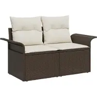 vidaXL Canapé de jardin avec coussins Marron 141 x 62 x 69cm Poly-Rotin