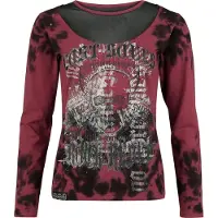 Rock Rebel by EMP T-shirt manches longues de - Skulls & Details - S - XXL - pour Femme - rouge/noir - Taille XXL