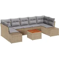 vidaXL Ensemble de canapés de jardin , 8 pièces, en polyrotin beige et gris clair