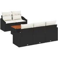 vidaXL Ensemble de canapés de jardin , 6 pièces, noir et crème, en polyrotin