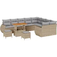 vidaXL Ensemble de canapés de jardin , 12 pièces, beige, en polyrotin