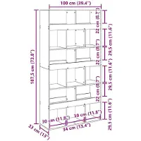 vidaXL Étagère 2 pcs Chêne noir 100 x 33 x 187,5 cm Bois d'ingénierie
