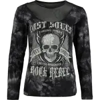 Rock Rebel by EMP T-shirt manches longues de - Skulls & Details - S - XL - pour Femme - gris/noir - Taille XL