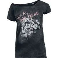 Alice im Wunderland T-Shirt Manches courtes Disney de - Le Chat Du Cheshire - We're All Mad Here - S - 4XL - pour Femme - noir - Taille L