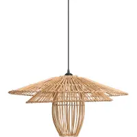 Beliani Lampe suspendue avec abat-jour en rotin naturel et cadre en fer lampe suspendue de style boho