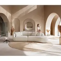 DELIFE Canapé Mairi 330x160 cm Bouclé Crème-Blanc