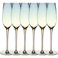 Intirilife 6xverre À Champagne Avec Reflets Arc-En-Ciel Et Forme Ondulée - 200 Ml De Capacité - Verre À Prosecco Et Mousseux Résistant Aux Chocs Et Lavable Au Lave-Vaisselle En Cristal