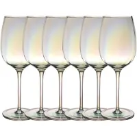 Intirilife 6x Verre À Vin Avec Reflets Arc-En-Ciel Et Forme Ondulée - 440 Ml De Capacité - Calice À Vin Blanc Vin Rouge Résistant Aux Chocs Et Lavable Au Lave-Vaisselle En Cristal