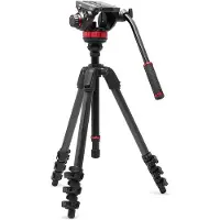 Manfrotto 502 Fluid Video Head Flat Base & 055 Video Carbon Fibre Tripod Argenté