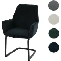 Mendler Chaise pivotante HWC-G67, chaise de salle à manger, chaise de cuisine, revêtement tissu/textile MVG, couleur anthracite-bleu