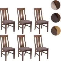 Mendler Lot de 6 chaises de salle à manger HWC-M58, chaise de cuisine, tissu/textile bois massif structure foncée, taupe