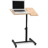 Relaxdays Table pour ordinateur portable hauteur réglable roulettes support pliable H x l x P: 95 x 60 x 40,5 cm, bois d'ébène, jaune